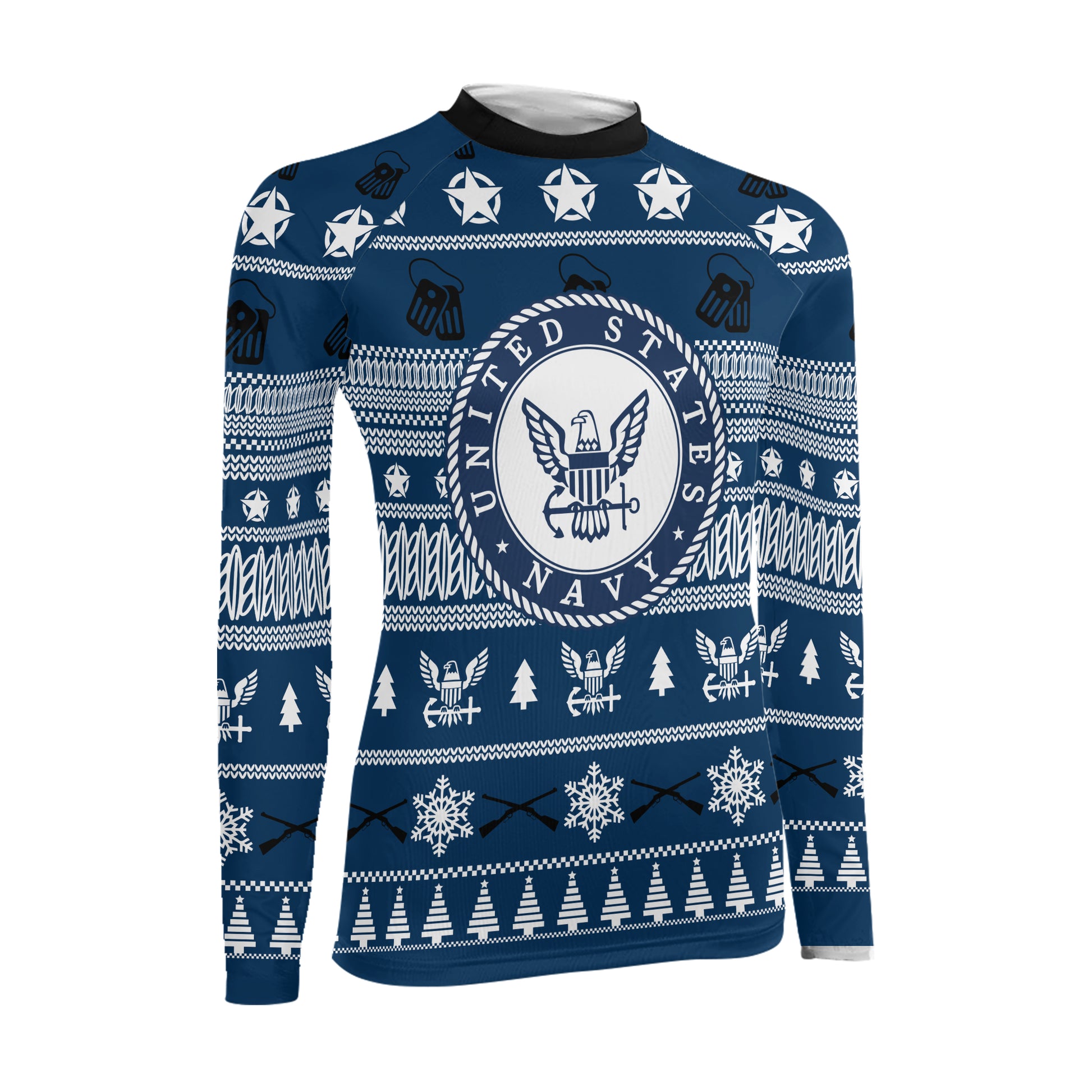 Christmas Navy Women's Long Sleeve Rash Guard
