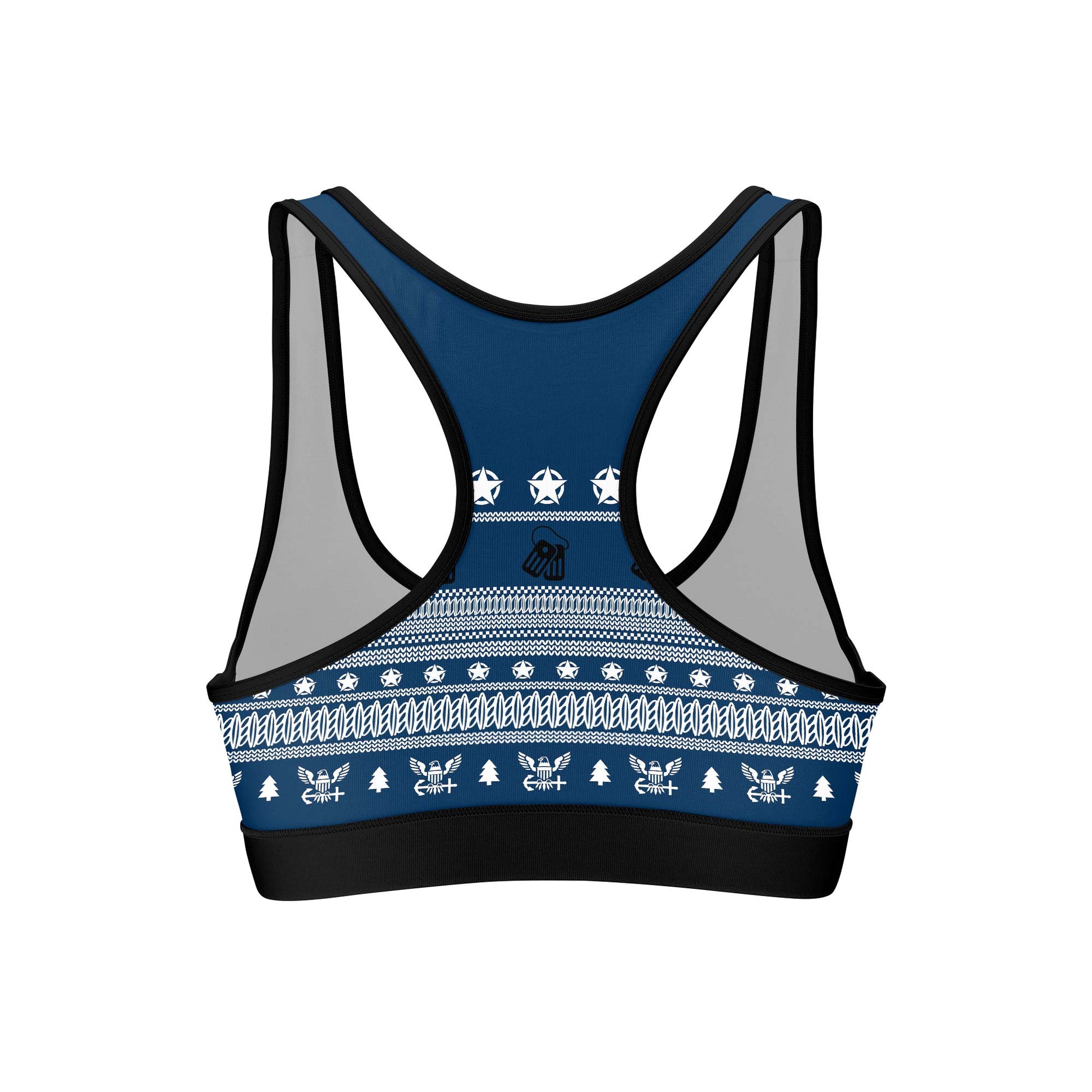 Christmas Navy Women's Padded Sports Bra