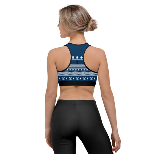Christmas Navy Women's Padded Sports Bra