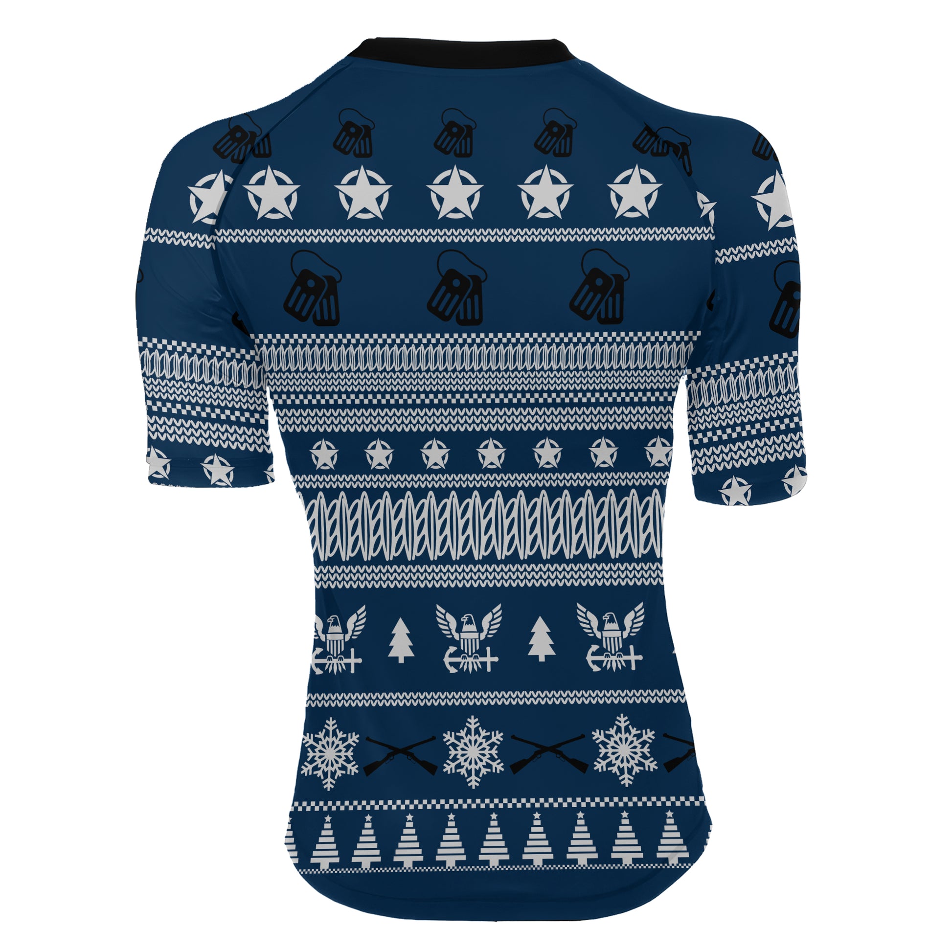 Christmas Navy Women's Short Sleeve Rash Guard