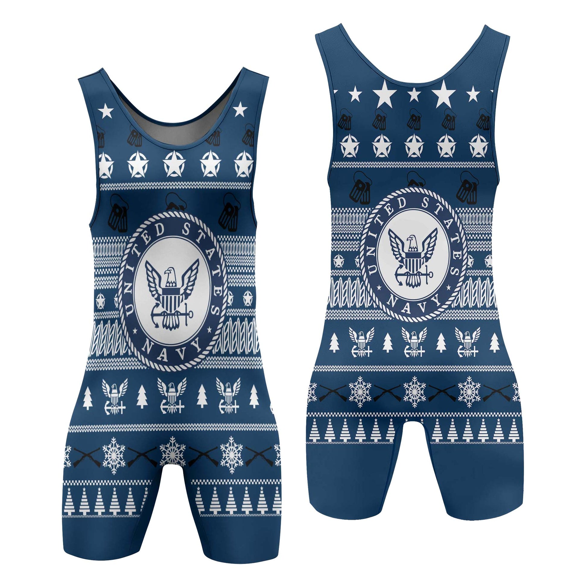 Christmas Navy Wrestling Singlets