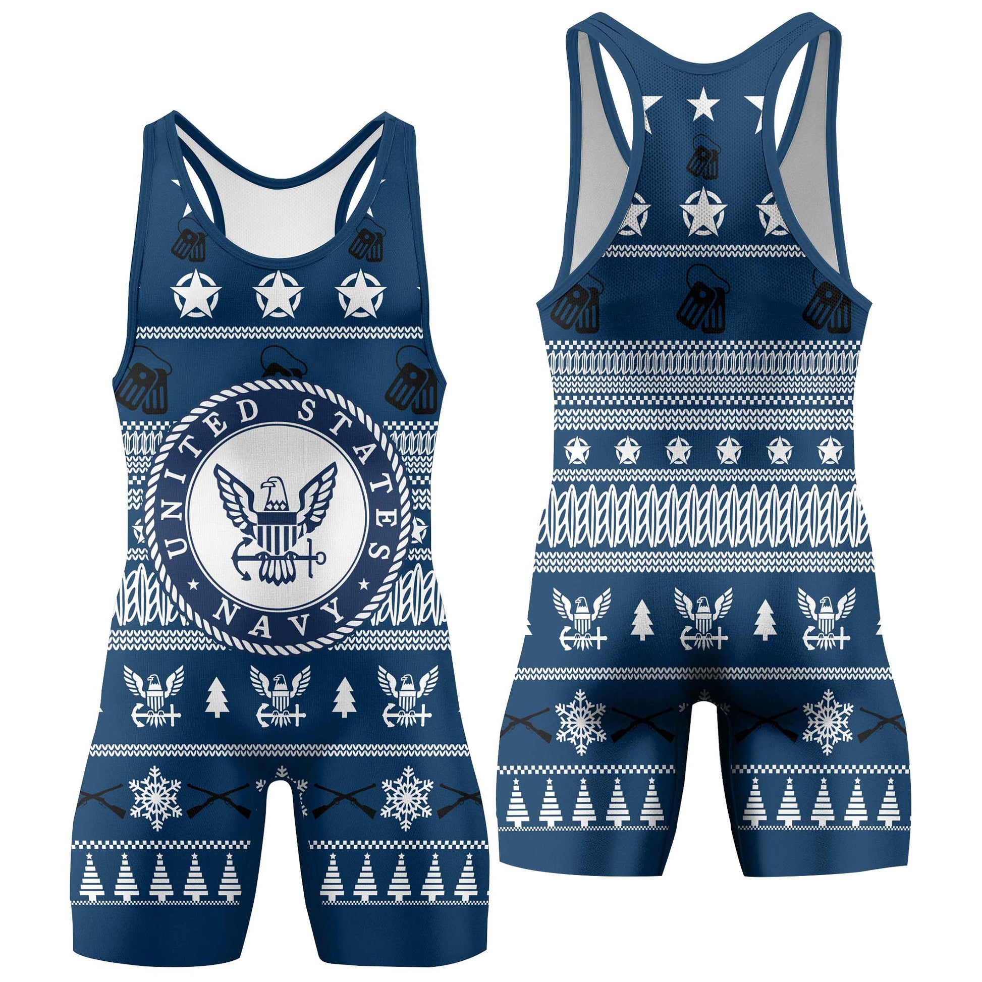 Christmas Navy Wrestling Singlets