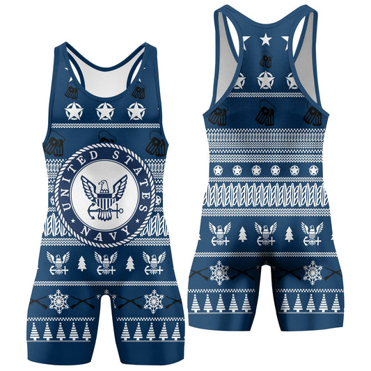 Christmas Navy Wrestling Singlets