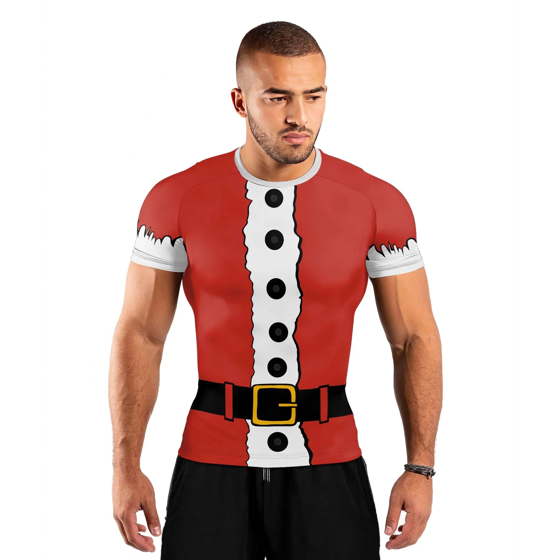 Christmas Santa Jiu Jitsu Men's Short Sleeve Rash Guard