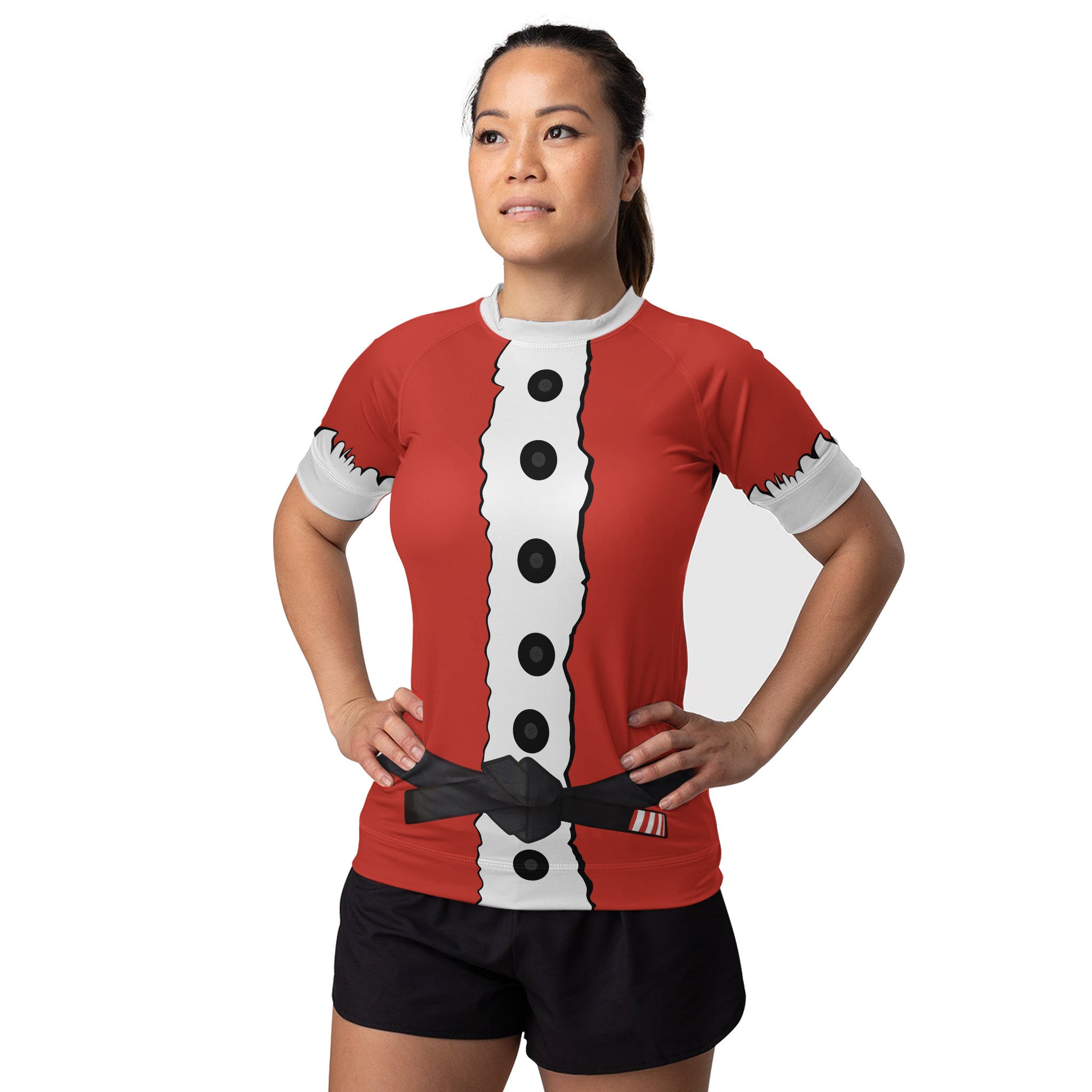 Christmas Santa Jiu Jitsu Women's Short Sleeve Rash Guard