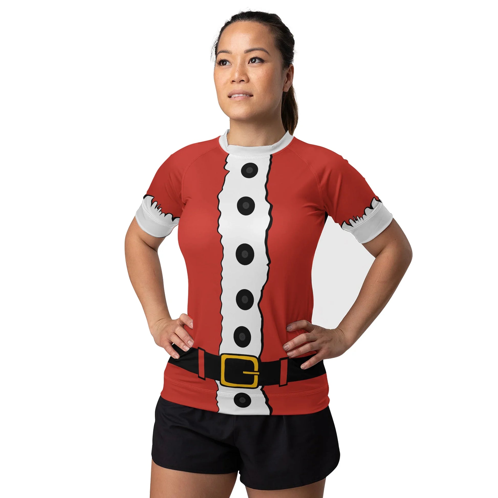 Christmas Santa Jiu Jitsu Women's Short Sleeve Rash Guard