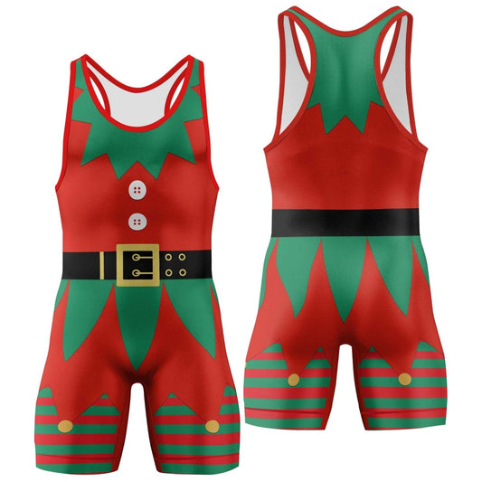 Christmas Elf Red Cosplay Wrestling Singlets - BattleFitGear