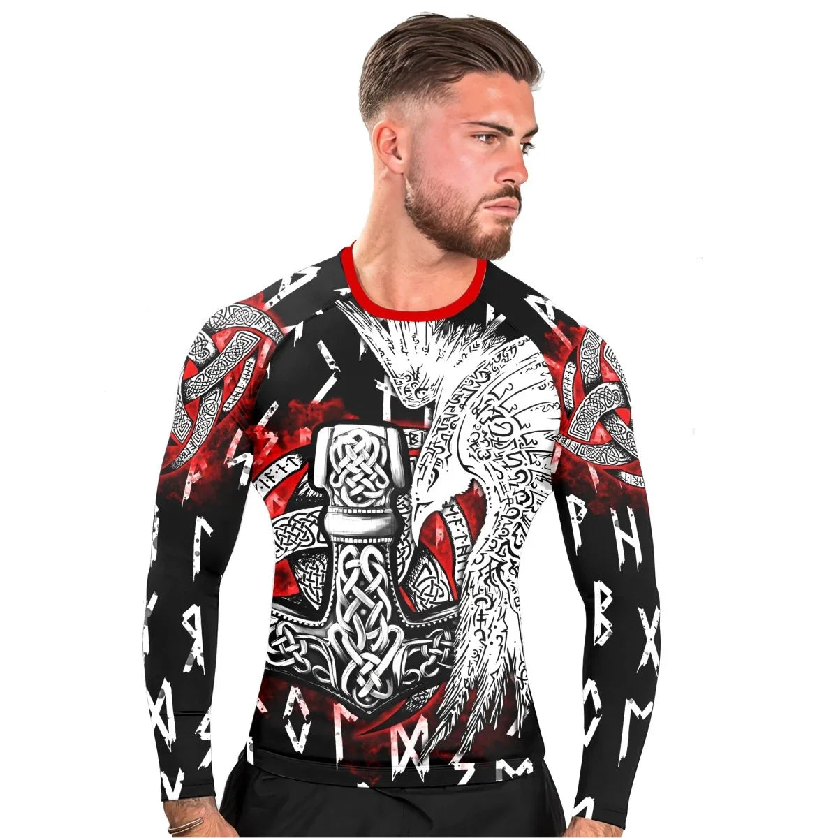 Cool Eagle Vegvisir Men's Long Sleeve Rash Guard - BattleFitGear