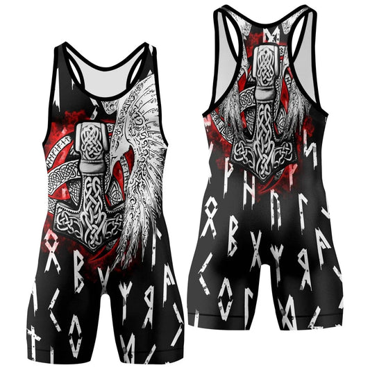 Cool Eagle Vegvisir Wrestling Singlets - BattleFitGear