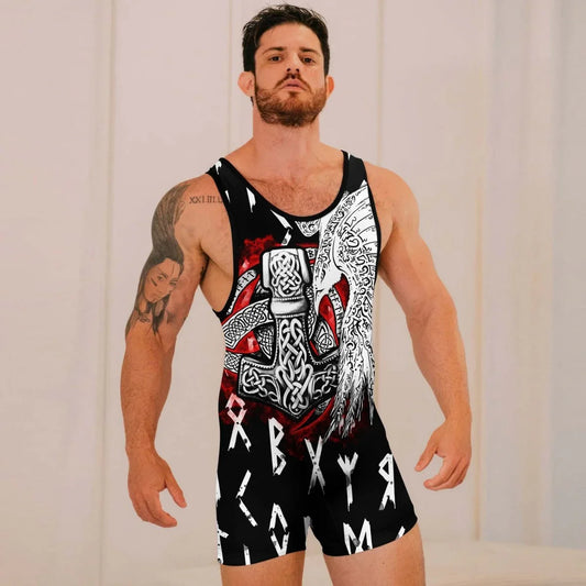 Cool Eagle Vegvisir Wrestling Singlets - BattleFitGear
