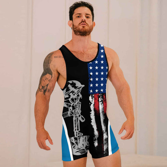 Cost Guard US Flag Wrestling Singlets