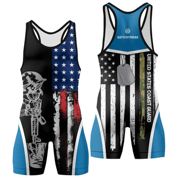 Cost Guard US Flag Wrestling Singlets
