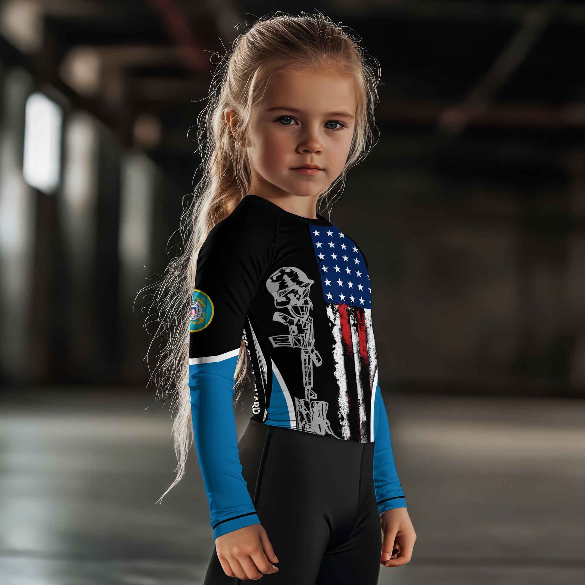 Cost Guard US Flag Kids Rash Guard