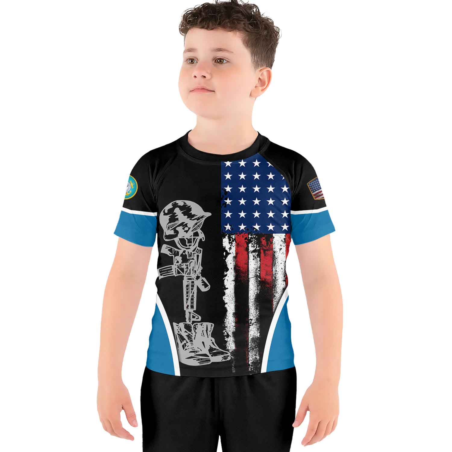 Cost Guard US Flag Kids Rash Guard