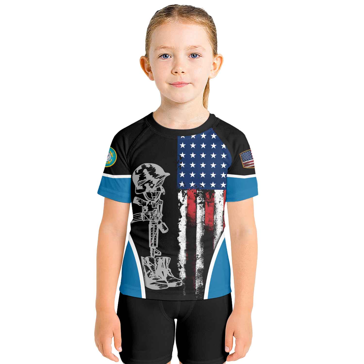 Cost Guard US Flag Kids Rash Guard
