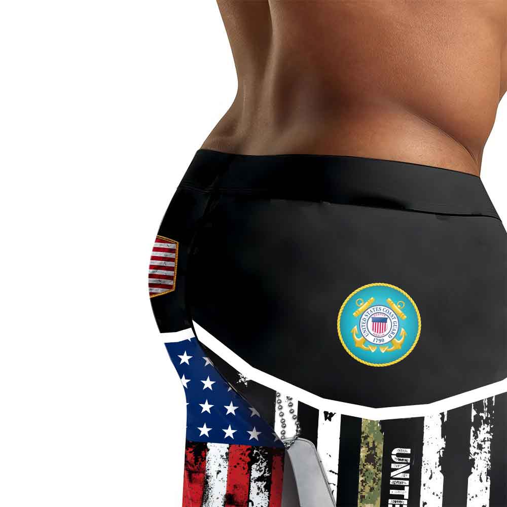 Cost Guard US Flag Men's Compression Leggings