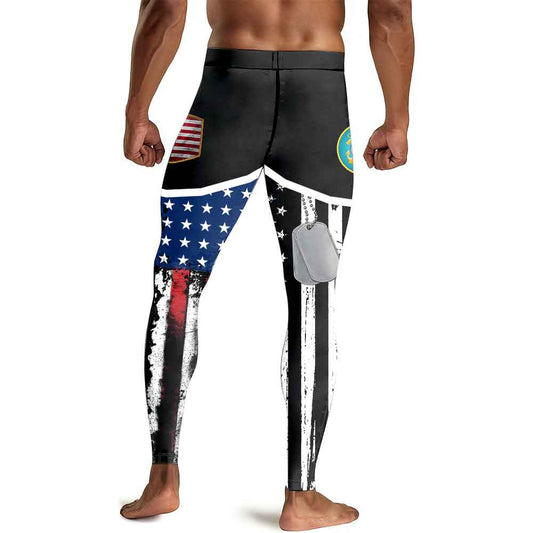 Cost Guard US Flag Men's Compression Leggings