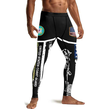 Cost Guard US Flag Men's Compression Leggings