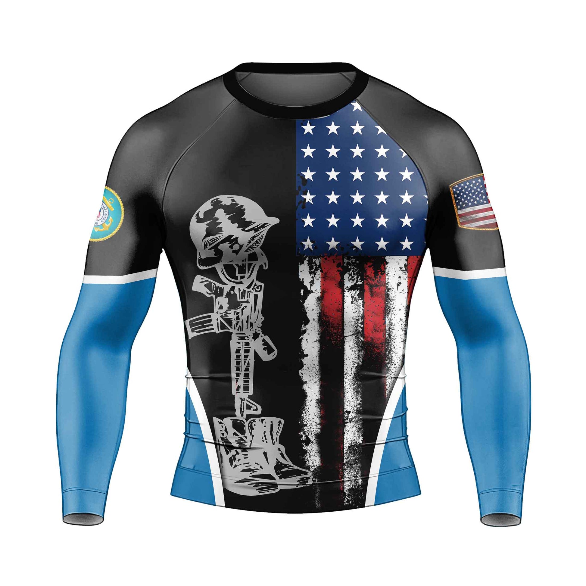 Cost Guard US Flag Men's Long Sleeve Rash Guard
