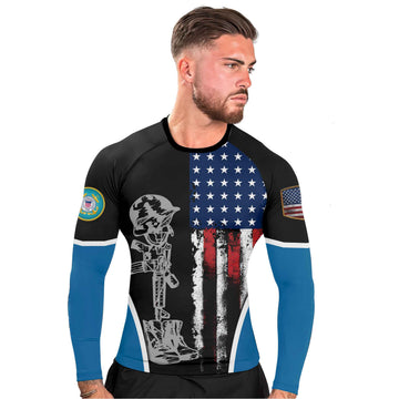 Cost Guard US Flag Men's Long Sleeve Rash Guard