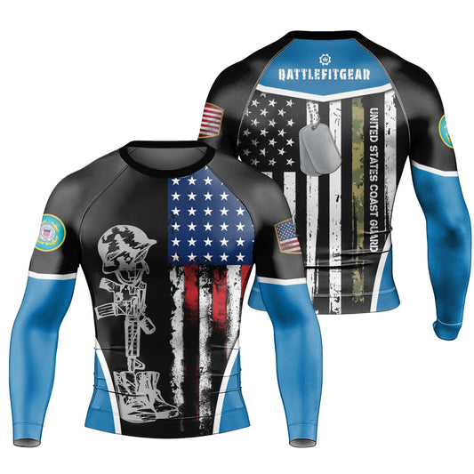 Cost Guard US Flag Men's Long Sleeve Rash Guard