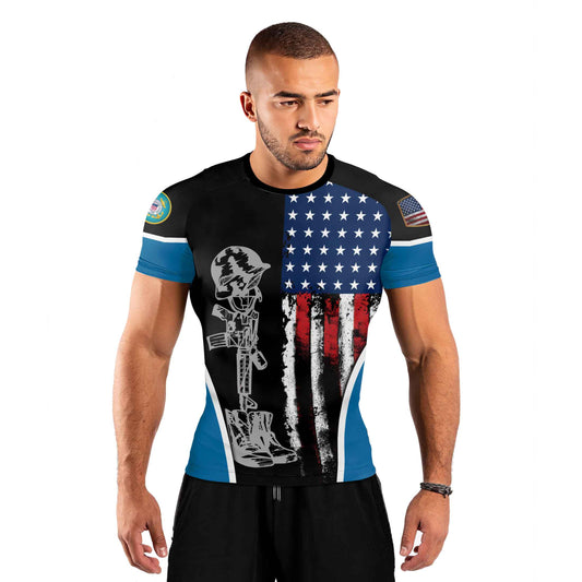Cost Guard US Flag Men's Short Sleeve Rash Guard
