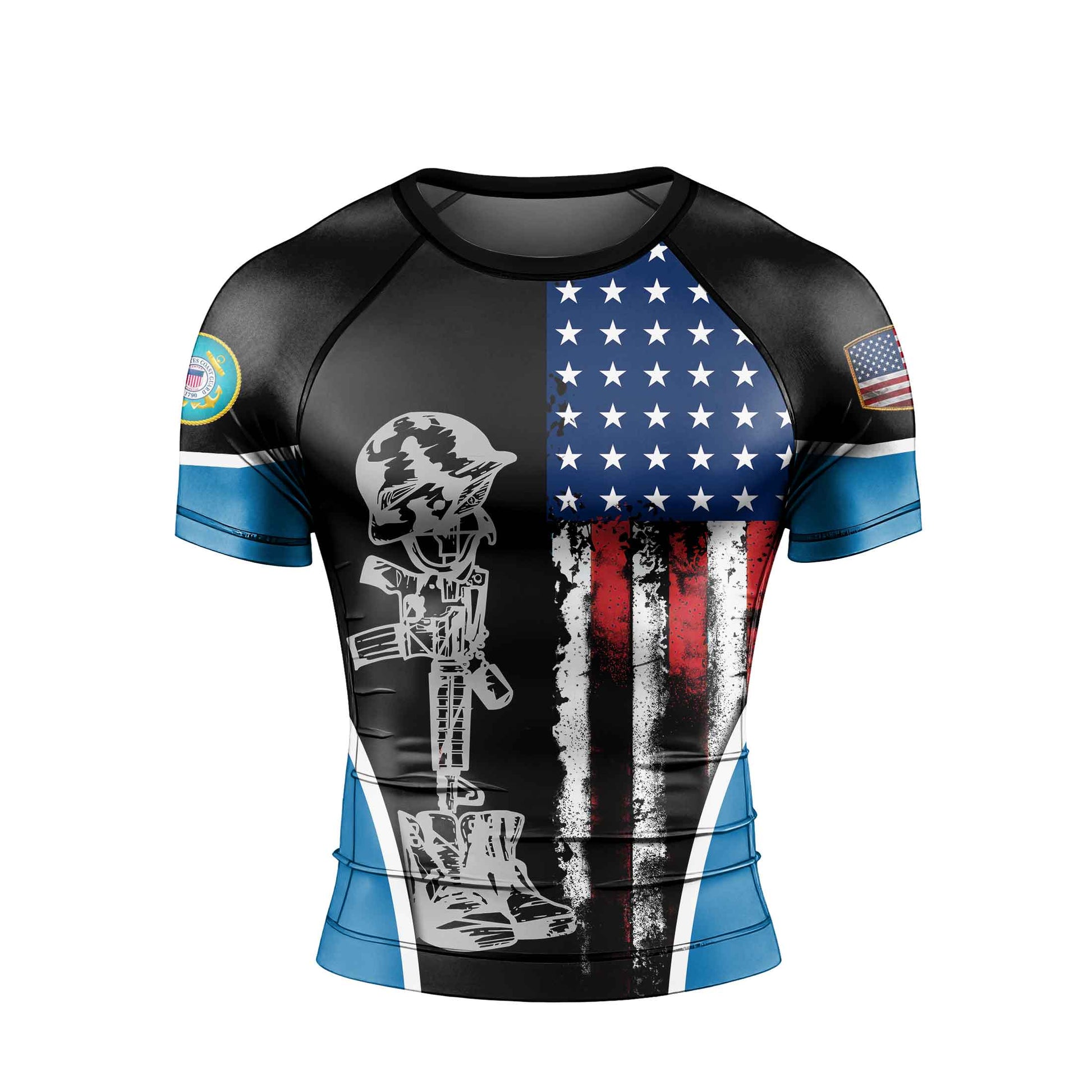 Cost Guard US Flag Men's Short Sleeve Rash Guard
