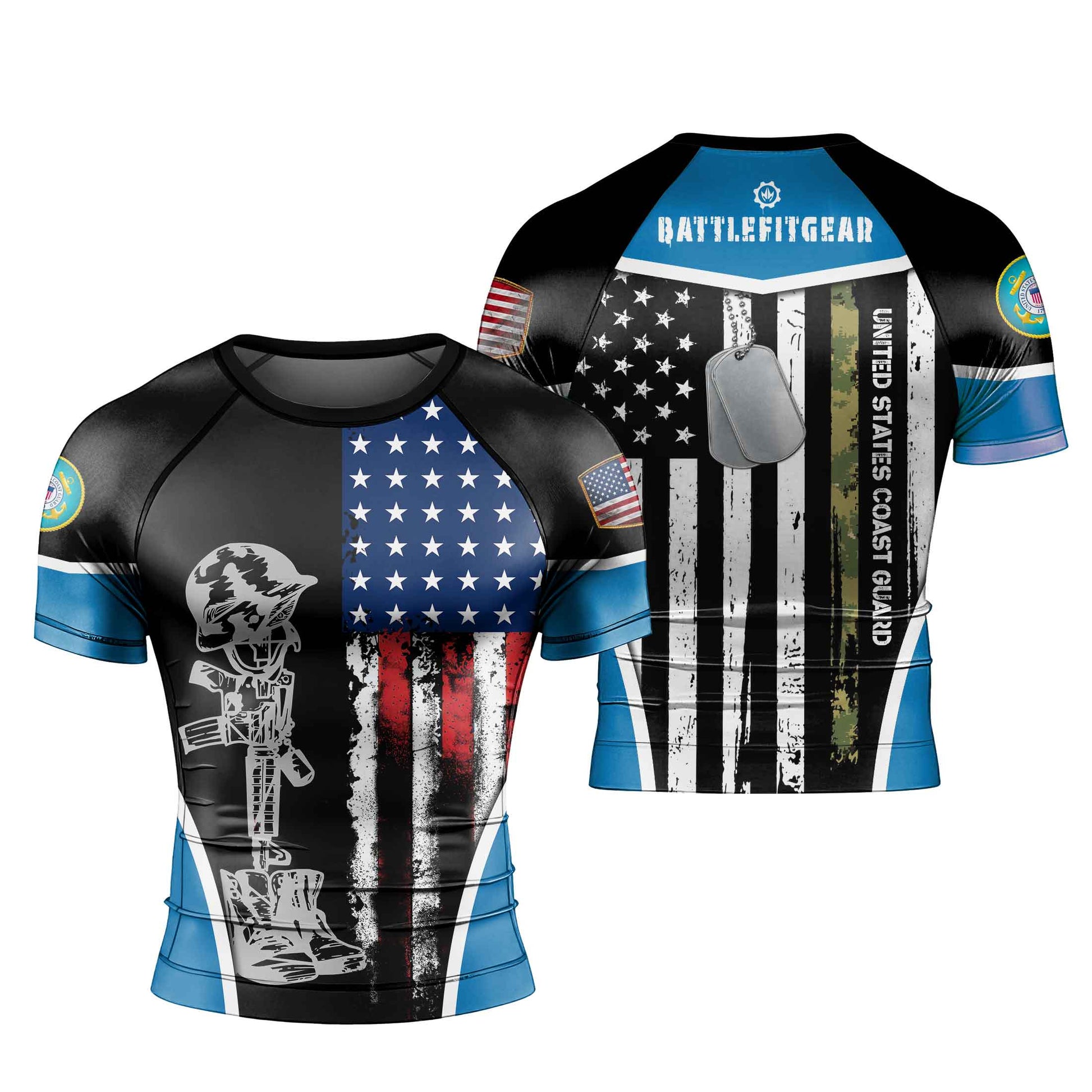 Cost Guard US Flag Men's Short Sleeve Rash Guard
