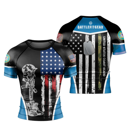 Cost Guard US Flag Men's Short Sleeve Rash Guard