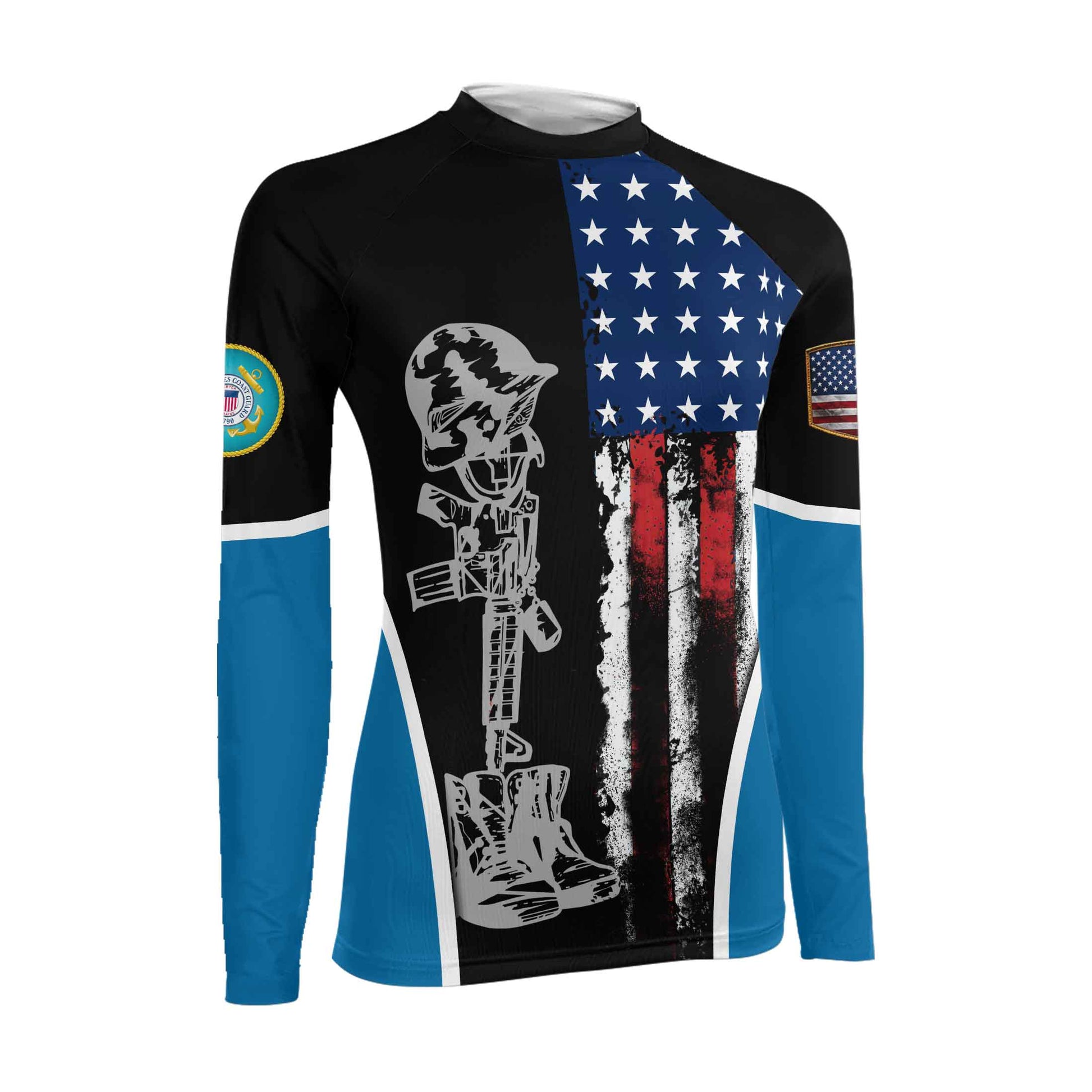Cost Guard US Flag Women's Long Sleeve Rash Guard