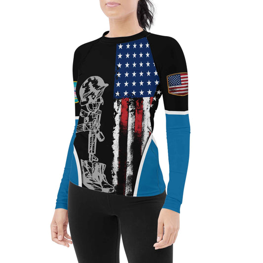 Cost Guard US Flag Women's Long Sleeve Rash Guard