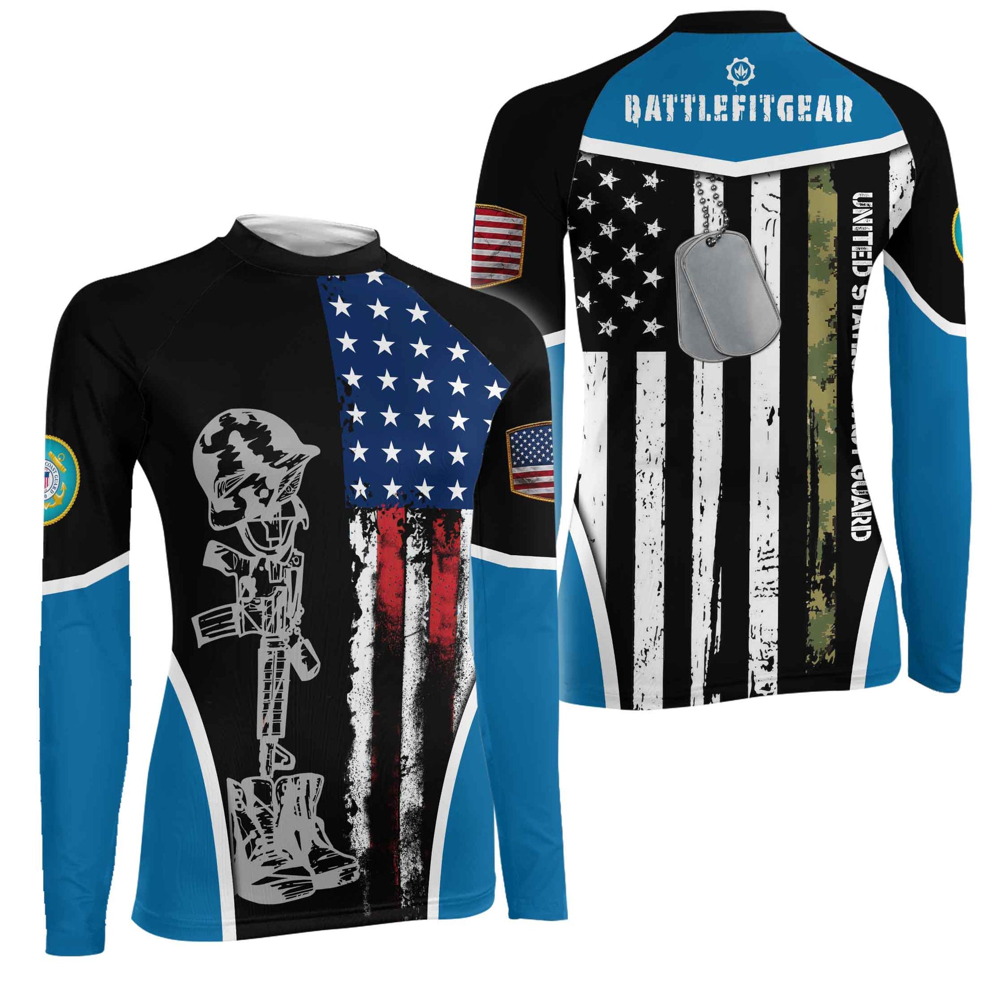 Cost Guard US Flag Women's Long Sleeve Rash Guard