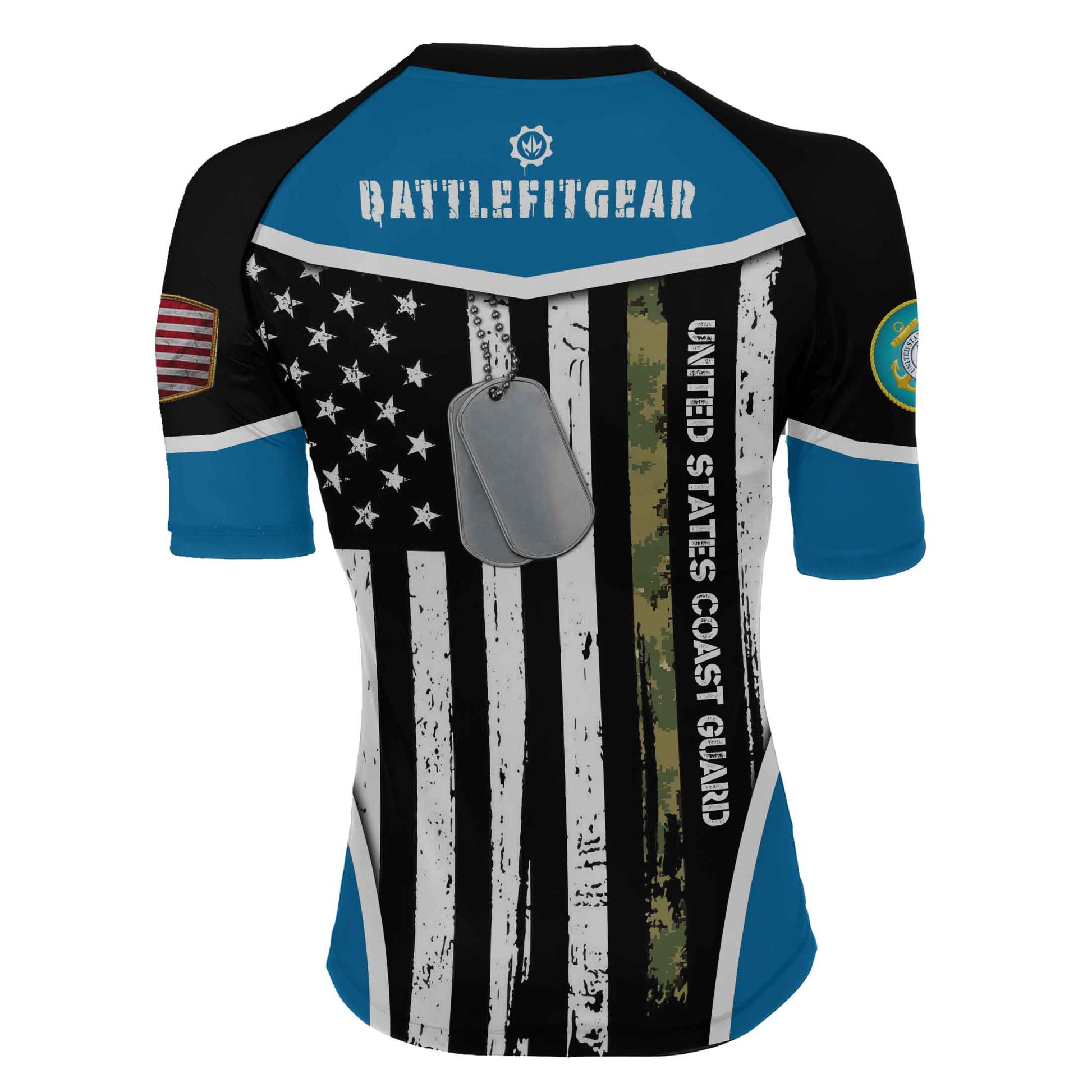 Cost Guard US Flag Women's Short Sleeve Rash Guard