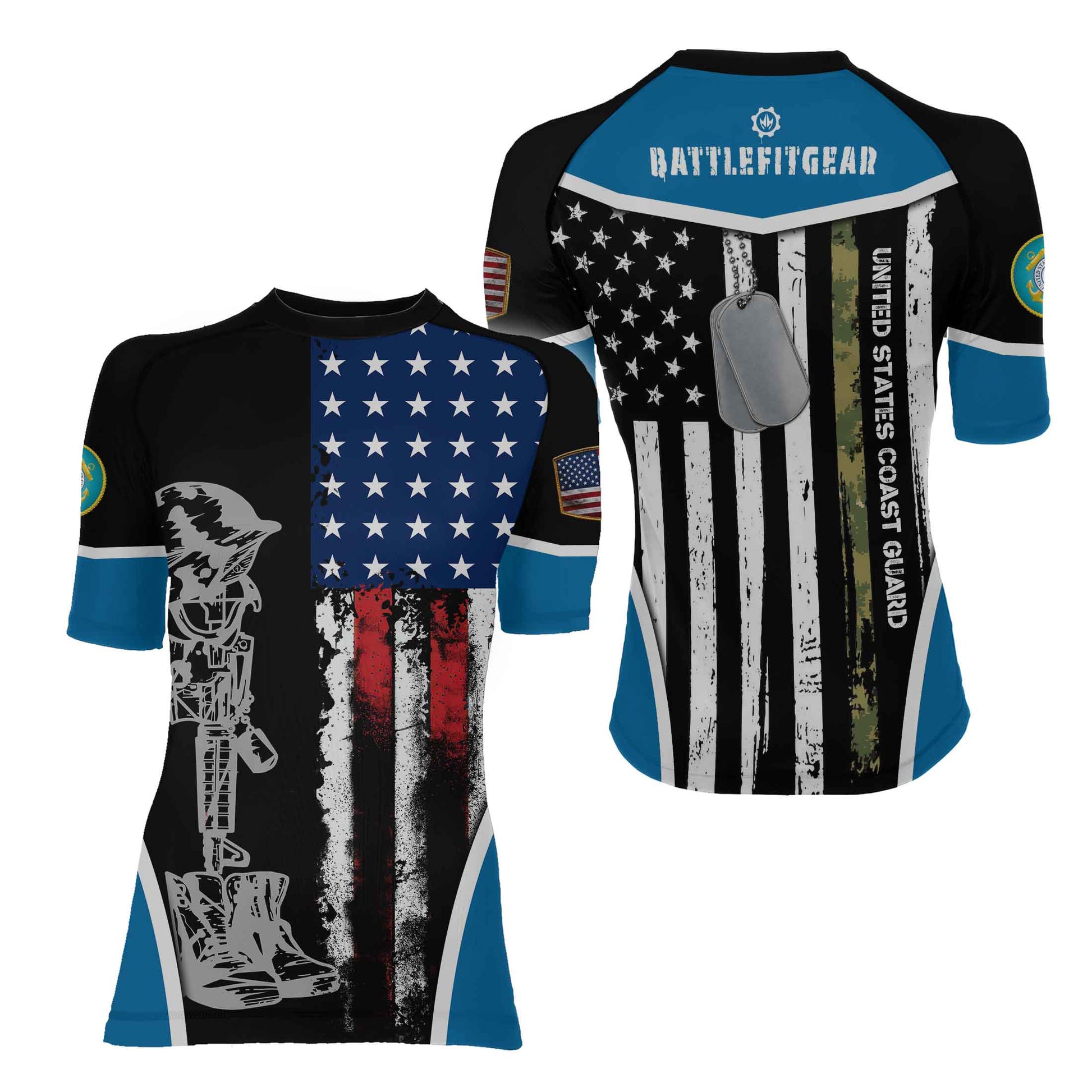 Cost Guard US Flag Women's Short Sleeve Rash Guard