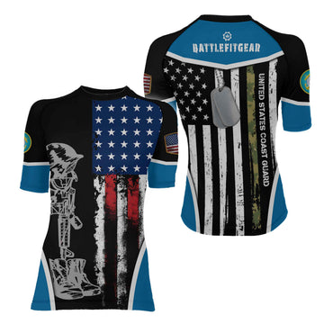 Cost Guard US Flag Women's Short Sleeve Rash Guard