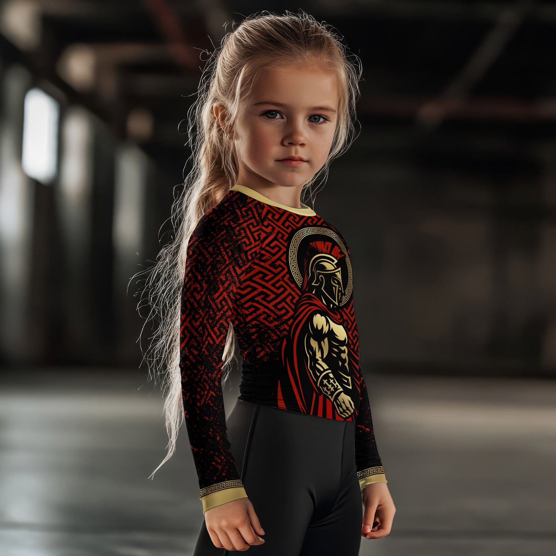 Crimson Spartan Kids Rash Guard