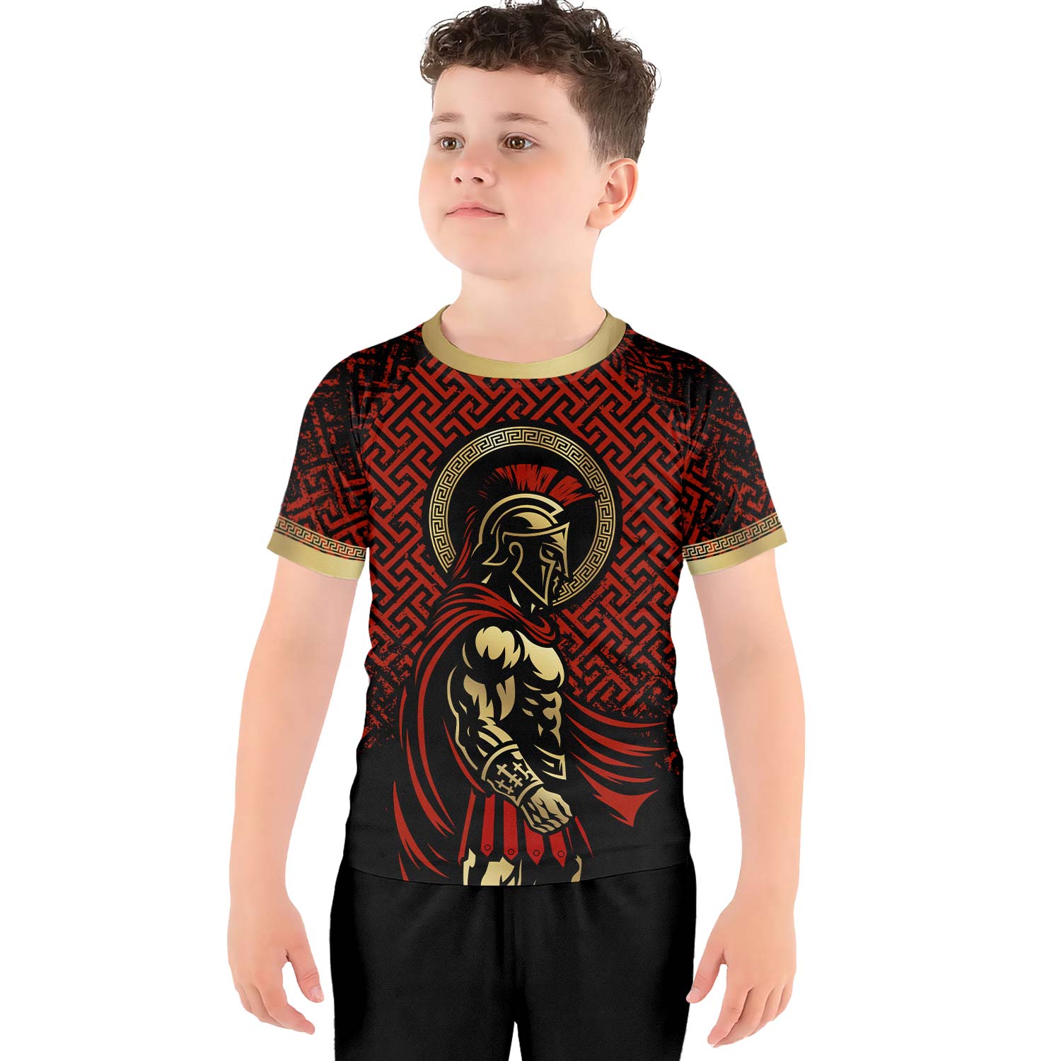 Crimson Spartan Kids Rash Guard