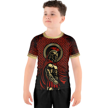 Crimson Spartan Kids Rash Guard