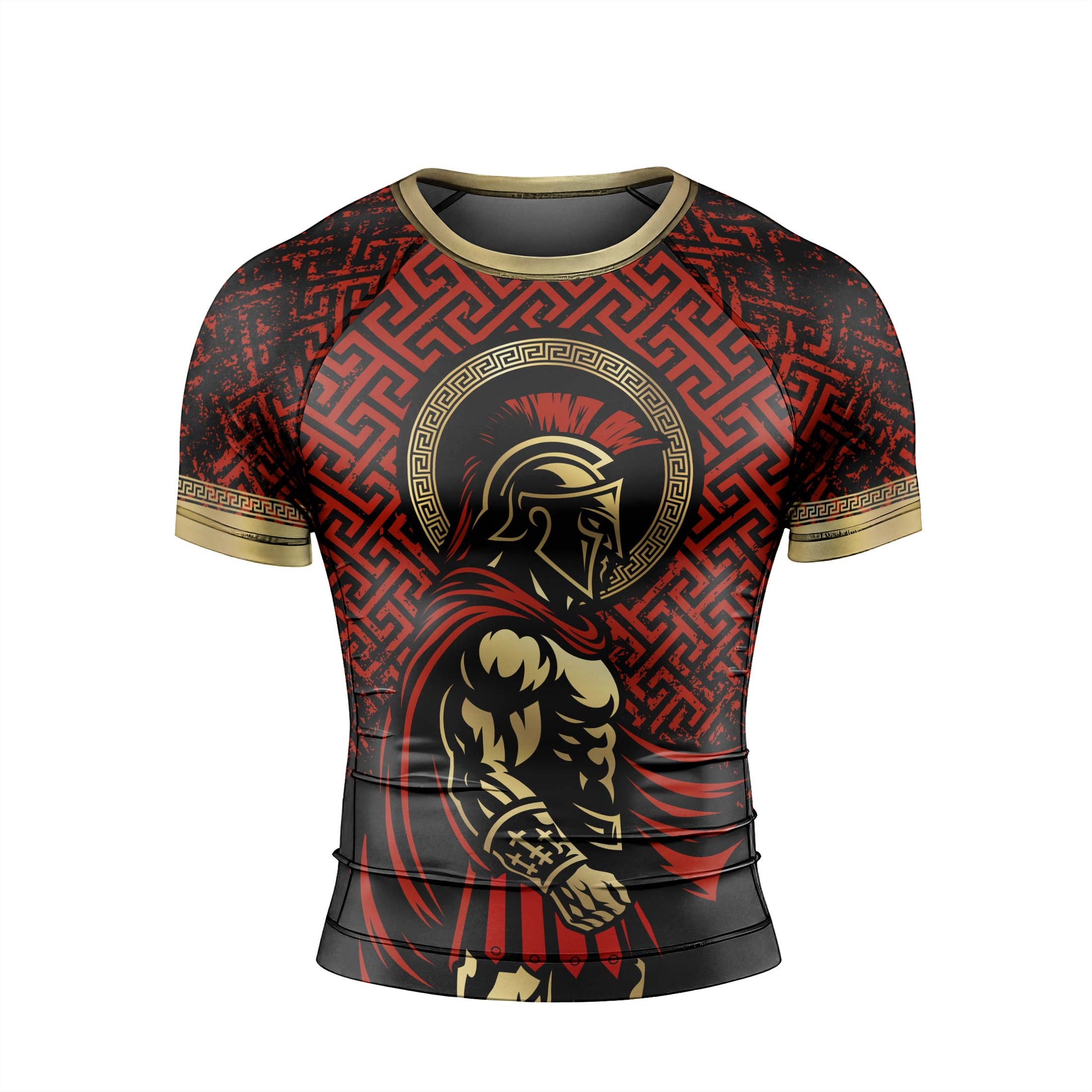 Crimson Spartan Men's Short Sleeve Rash Guard