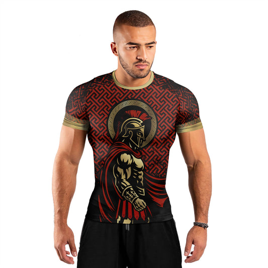 Crimson Spartan Men's Short Sleeve Rash Guard