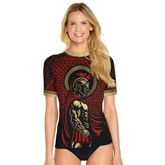 Crimson Spartan Women's Short Sleeve Rash Guard