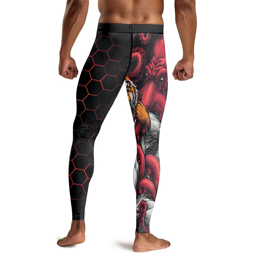 Cthulhu Battle Tiger Men's Compression Leggings - BattleFitGear