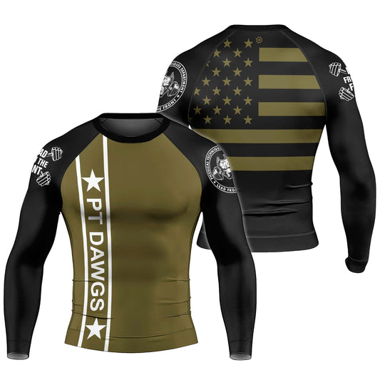 Custom Army Camo Flag Long Sleeve Rash Guard