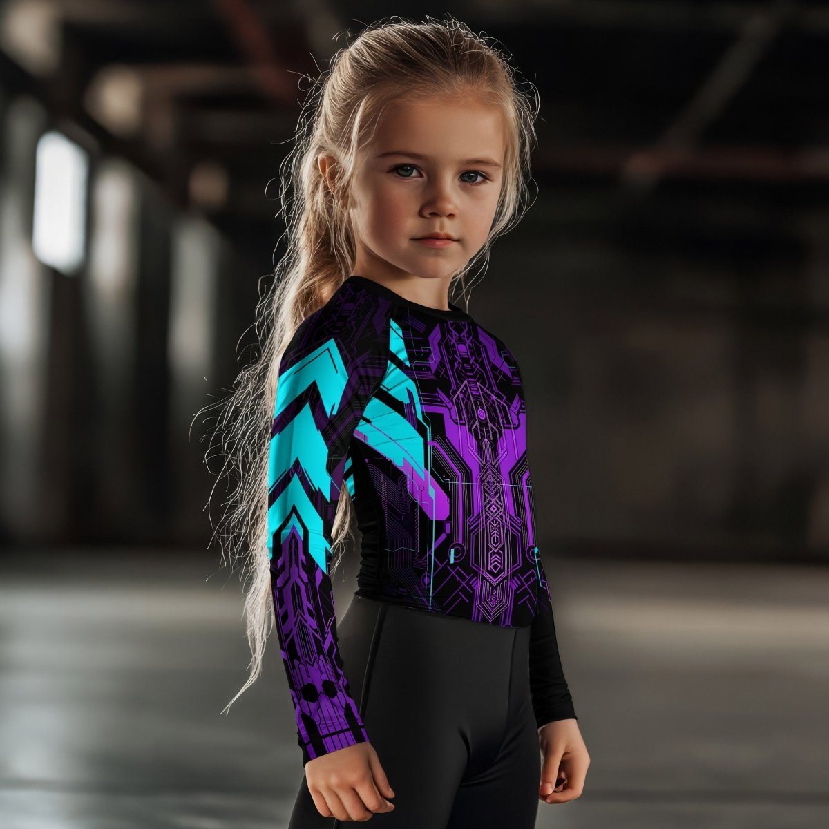 Cyberpunk Ultraviolet Kids Rash Guard - BattleFitGear