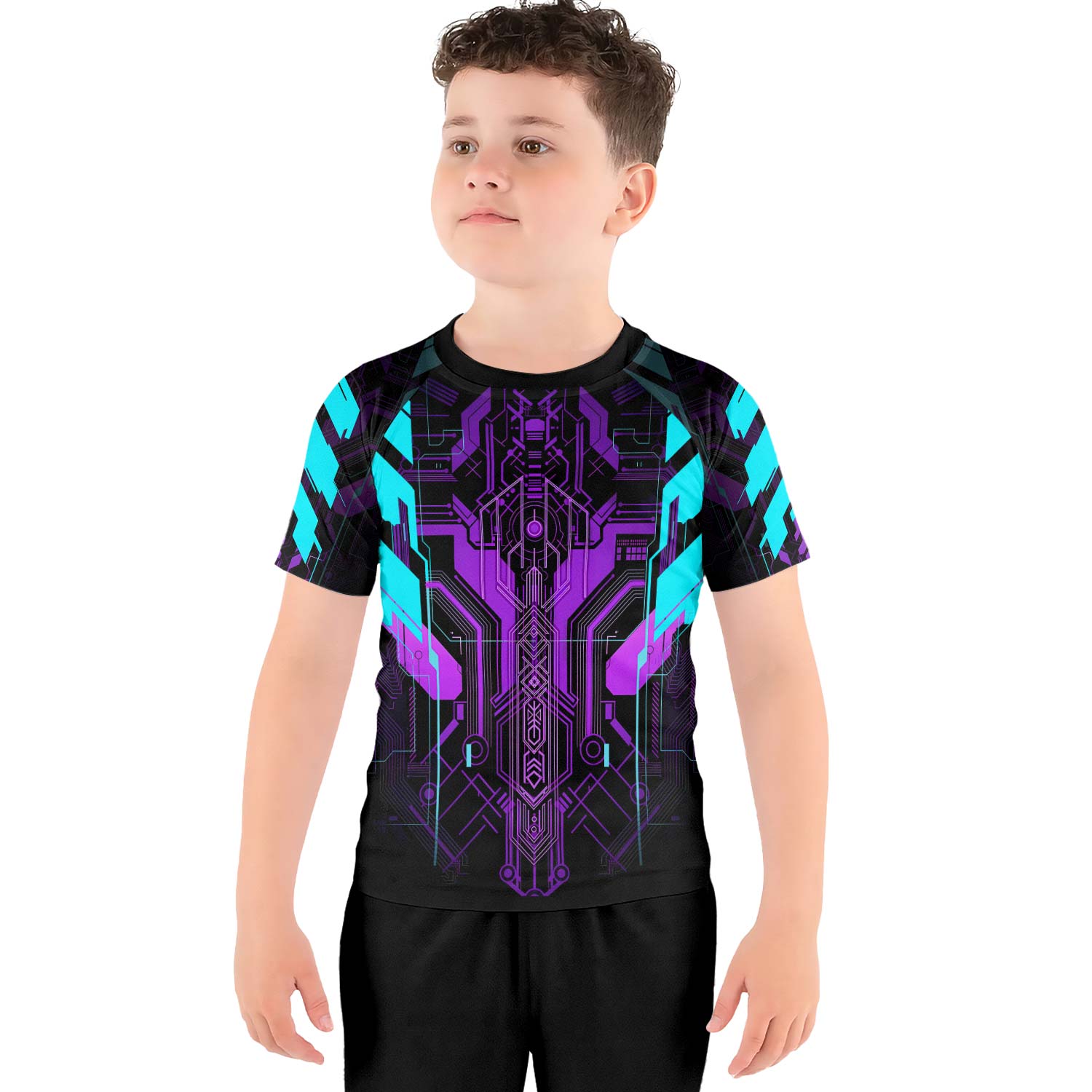 Cyberpunk Ultraviolet Kids Rash Guard - BattleFitGear