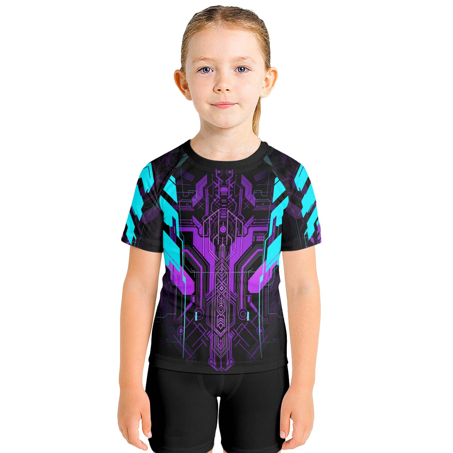Cyberpunk Ultraviolet Kids Rash Guard - BattleFitGear