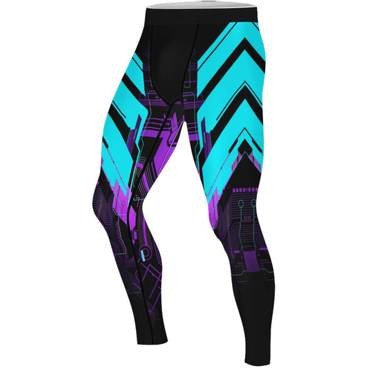 Cyberpunk Ultraviolet Men's Compression Leggings - BattleFitGear