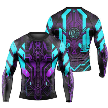 Cyberpunk Ultraviolet Men's Long Sleeve Rash Guard - BattleFitGear