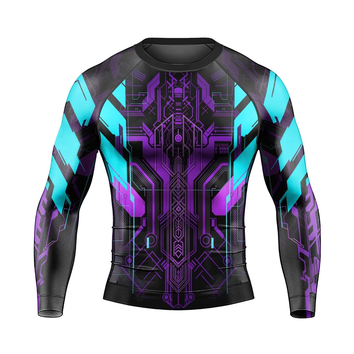 Cyberpunk Ultraviolet Men's Long Sleeve Rash Guard - BattleFitGear