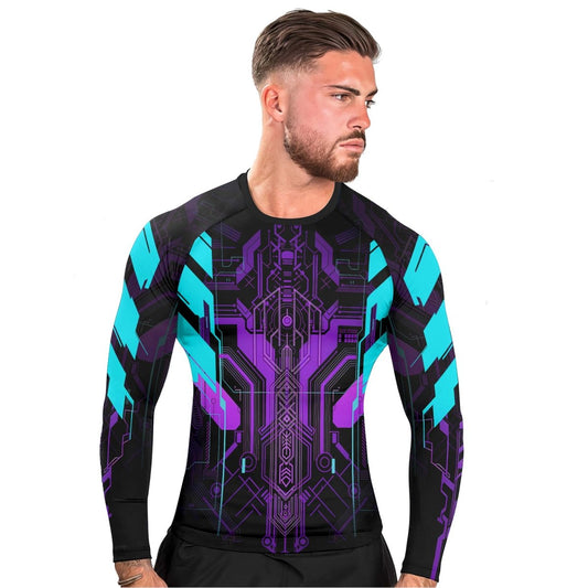 Cyberpunk Ultraviolet Men's Long Sleeve Rash Guard - BattleFitGear